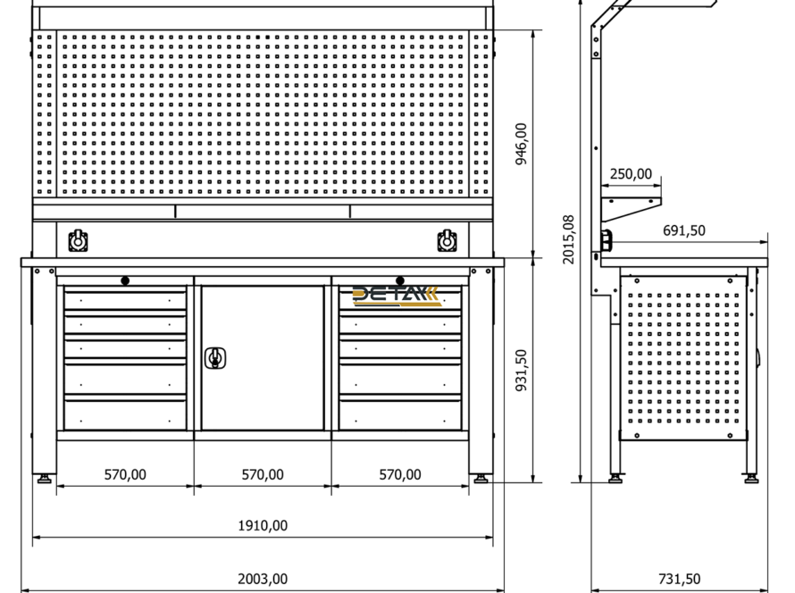 b metal takim ve calisma masasi dt 15 005 15900633285094