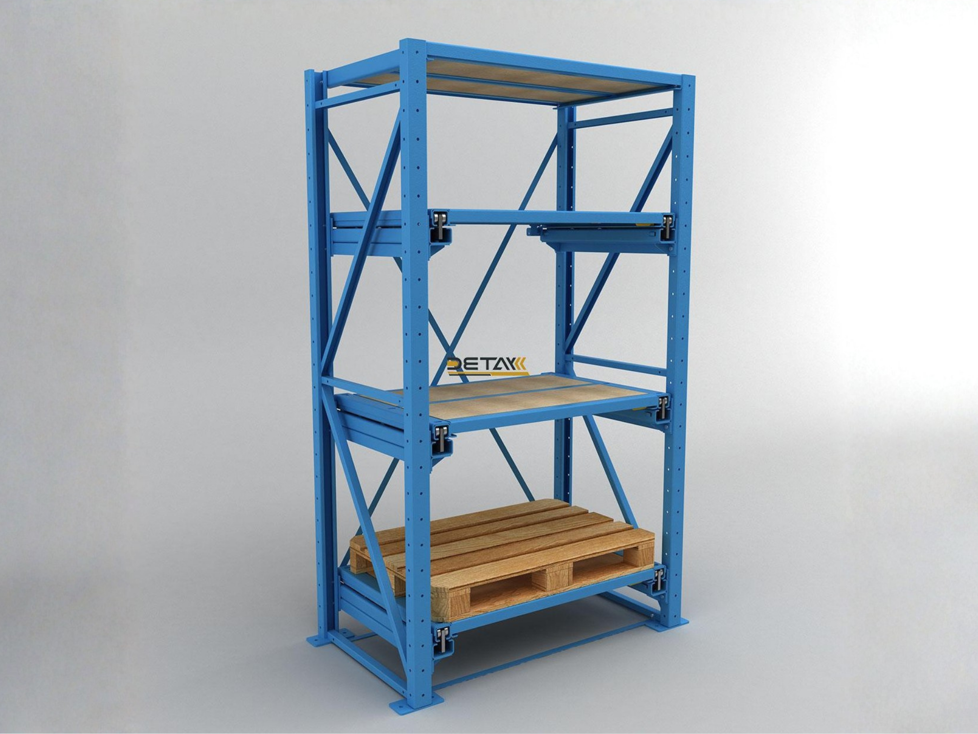 YÜZDE YÜZ AÇILIMLI ÇEKMECELİ KALIP RAFI